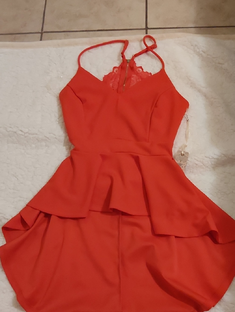 Red Peplum Spaghetti Strap Dress